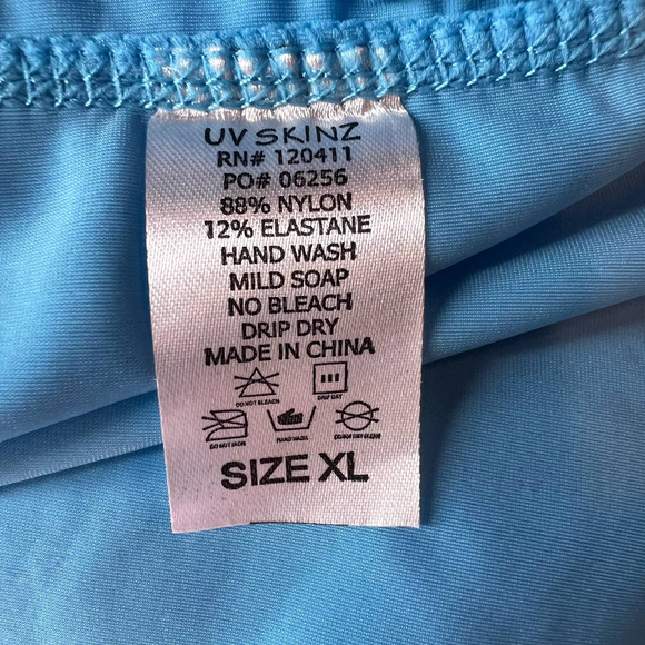 NWT UV Skinz Sun and Swim Shirt Mens Size XL Blue Mock Neck Short Sleeve - Picture 9 of 11